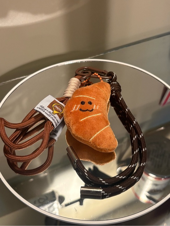 Accessories - Plush Croissant Keychain Lanyard – Brown